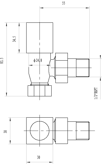 Additional image for Angled Radiator Valves With Square Handles (Pair).