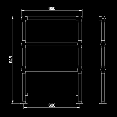 Additional image for Countess heated towel rail (gold). 660x940mm. 864 BTU