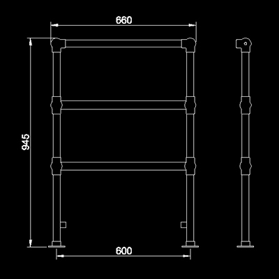 Additional image for Countess heated towel rail (gold). 660x940mm. 864 BTU