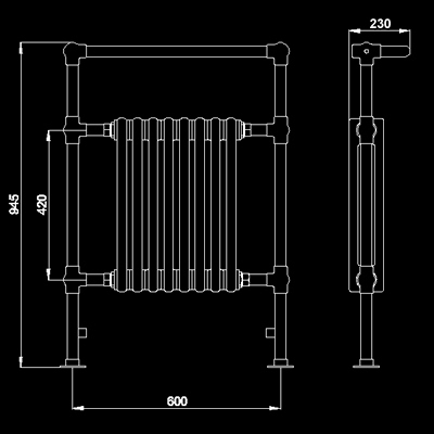 Additional image for Marquis heated towel rail (gold). 640x945mm.