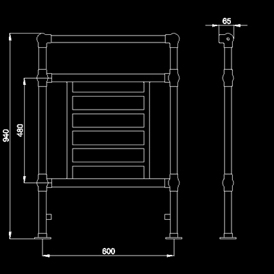 Additional image for Princess heated towel rail (gold). 660x940mm. 1579 BTU