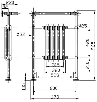 Additional image for Marquis Heated Towel Rail (Chrome & Black). 675x960mm.