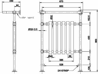 Additional image for Regent Heated Towel Rail (Chrome & White). 675x960.