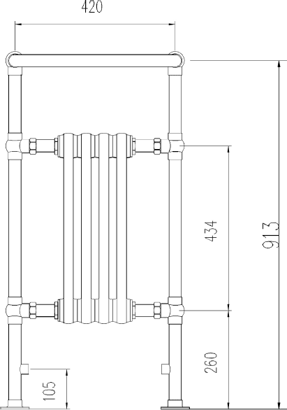 Additional image for Grosvenor Heated Towel Rail (Chrome & White). 540x965mm.