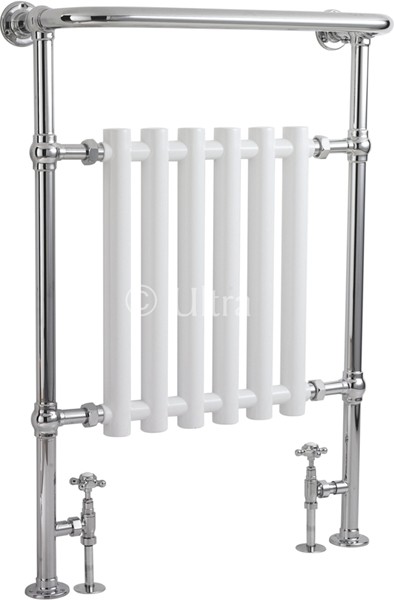 Additional image for Ealing Heated Towel Rail (Chrome & White). 673x963mm.