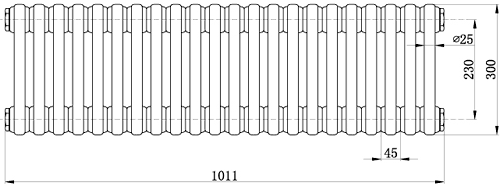 Additional image for 3 Column Horizontal Radiator (White). 1011x300mm.