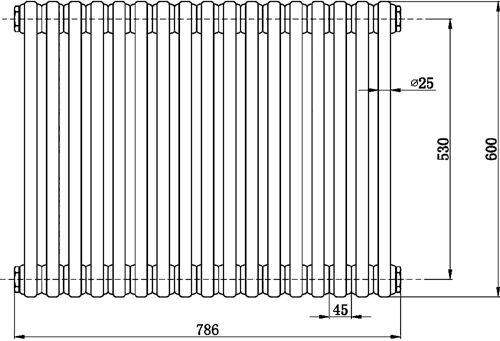 Additional image for 3 Column Radiator (White). 786x600mm.