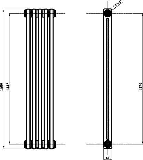 Additional image for 2 Column Vertical Radiator (White). 291x1500mm.