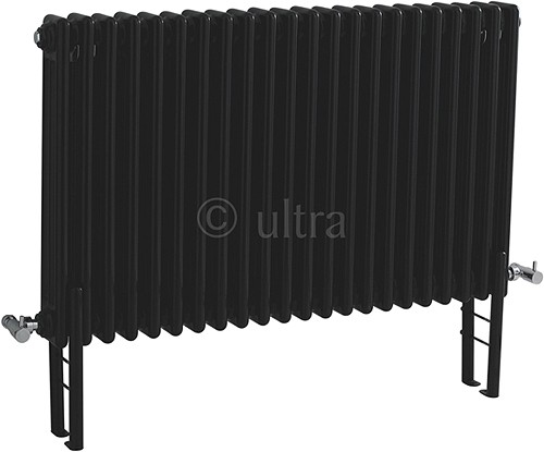 Additional image for Triple Column Radiator With Legs (Black). 1011x600mm.