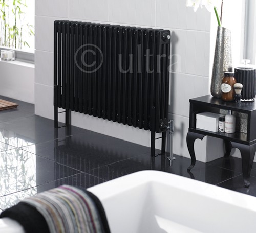 Additional image for Triple Column Radiator With Legs (Black). 1011x600mm.