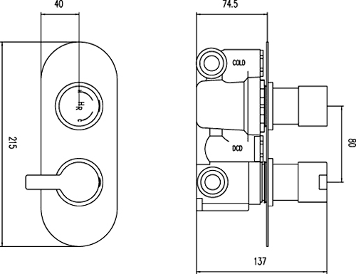 Additional image for 3/4" Twin Thermostatic Shower Valve With Diverter.