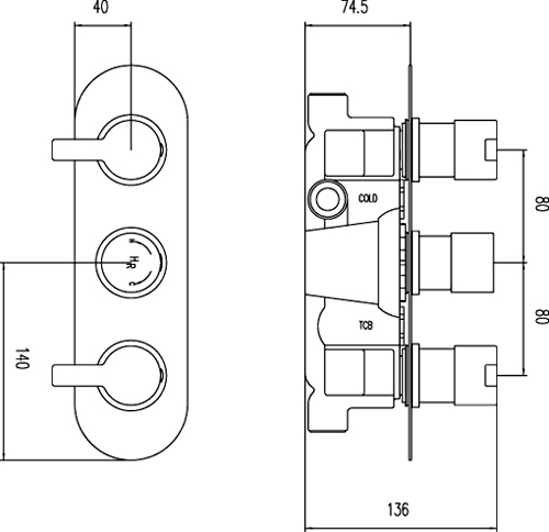 Additional image for Triple Concealed Thermostatic Shower Valve (Chrome).