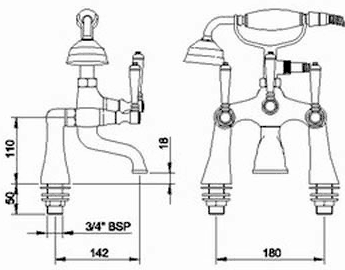 Additional image for Basin Faucets & Bath Shower Mixer Faucet Set With Lever Heads.