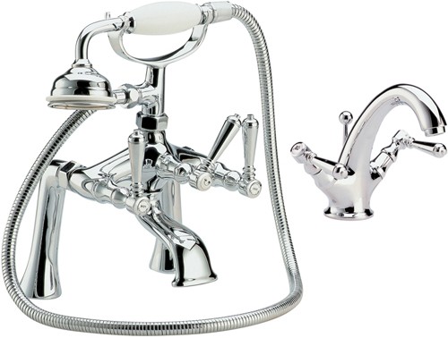 Additional image for Basin & Bath Shower Mixer Faucet Set With Lever Heads.