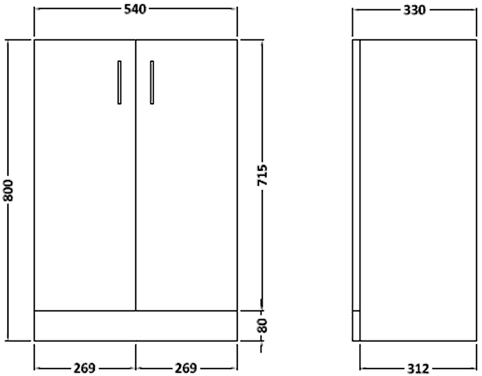 Additional image for Vanity Unit With Reversible Basin (Black). 550x800x330mm.