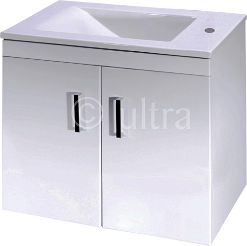 Additional image for Wall Hung Vanity Unit, Reversible Basin (White). 550x450x330mm.