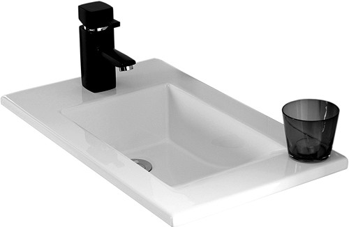 Additional image for Wall Hung Vanity Unit, Reversible Basin (White). 550x450x330mm.