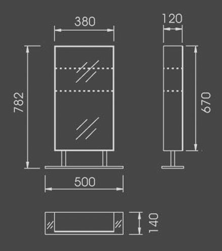 Additional image for Pallas Bathroom Mirror With Light.  550x750mm.