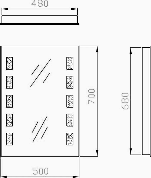 Additional image for Argenta Backlit Bathroom Mirror. 500x700mm.