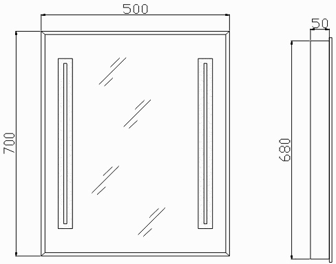 Additional image for Adriana Backlit Bathroom Mirror. Size 500x700mm.