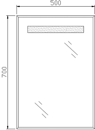 Additional image for Tosca Backlit Bathroom Mirror. Size 500x700mm.