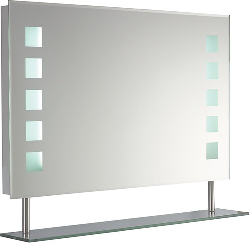 Additional image for Latitude Backlit Bathroom Mirror With Shelf. 800x500mm.