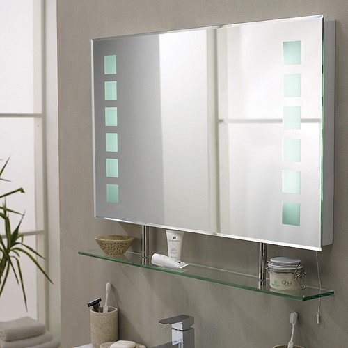 Additional image for Latitude Backlit Bathroom Mirror With Shelf. 800x500mm.