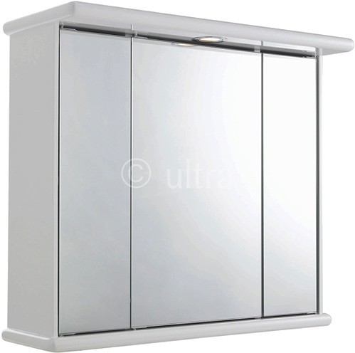Additional image for Cryptic 3 Door Mirror Cabinet, Light & Shaver. 700x620x270mm.