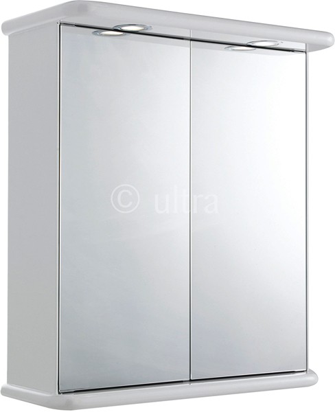 Additional image for Niche 2 Door Mirror Cabinet, Lights & Shaver. 620x705x200mm.