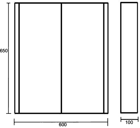 Additional image for Mirror Bathroom Cabinet, 2 Doors (White). 600x650x100mm.