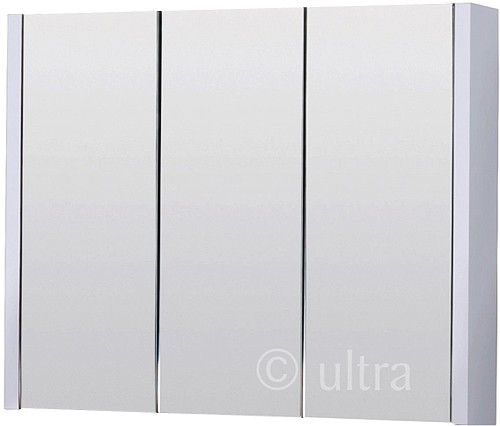 Additional image for Mirror Bathroom Cabinet, 3 Doors (White). 900x650x100mm.