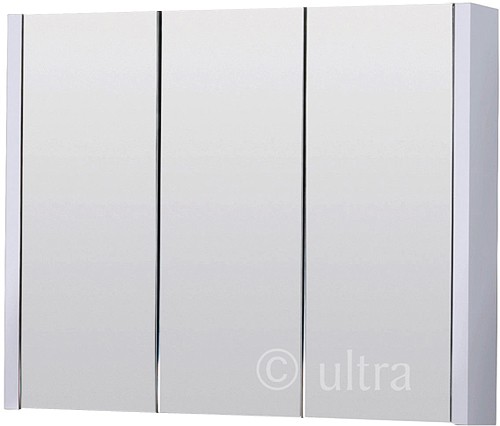 Additional image for Mirror Bathroom Cabinet, 3 Doors (White). 900x650x100mm.