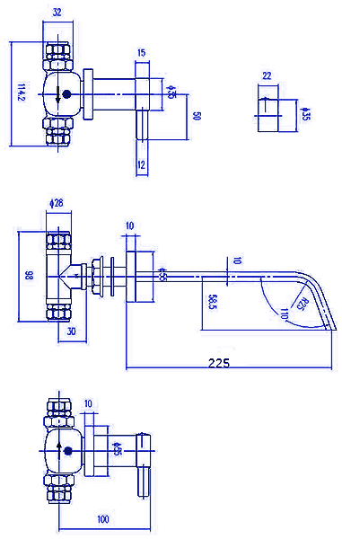 Additional image for 3 Faucet Hole Wall Mounted Basin Mixer Faucet.