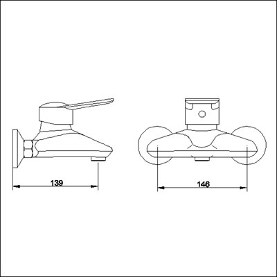 Additional image for Single lever wall mounted bath filler.