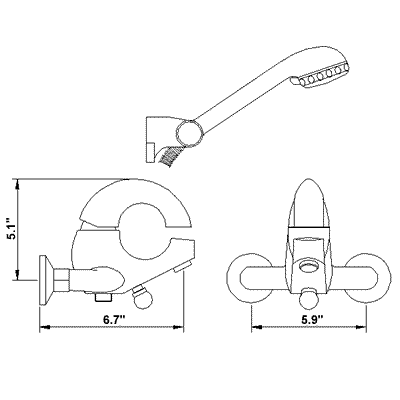 Additional image for Single lever wall mounted bath shower mixer