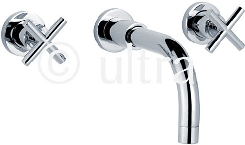 Additional image for X head 3 Faucet hole wall mounted bath filler with small spout.