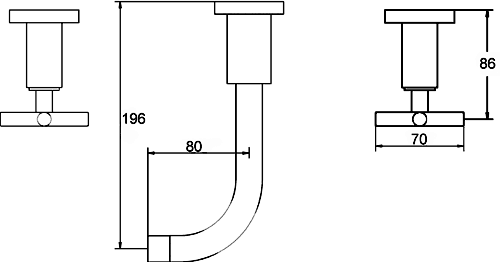 Additional image for X head 3 Faucet hole wall mounted bath filler with small spout.