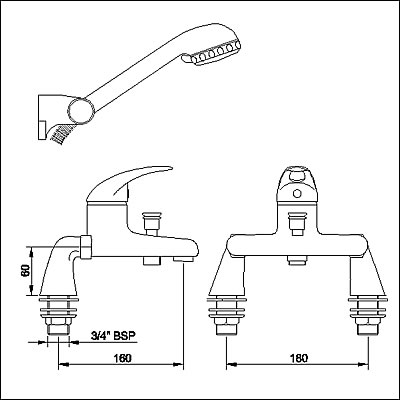 Additional image for Single lever bath shower mixer including kit