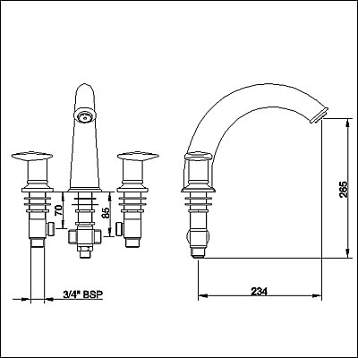 Additional image for Luxury 3 faucet hole bath mixer faucet.