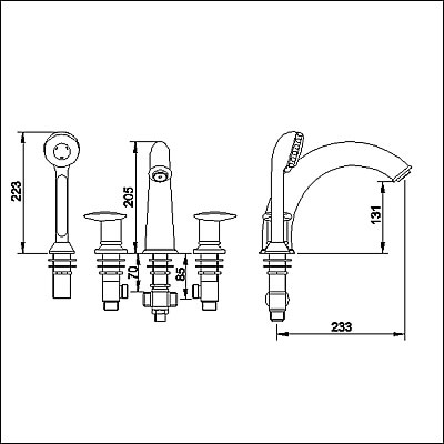 Additional image for Luxury 4 faucet hole bath shower mixer faucet.