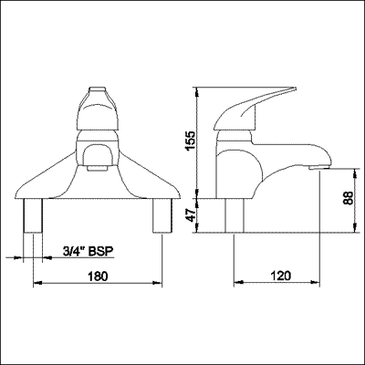 Additional image for Single lever 3/4" bath filler.