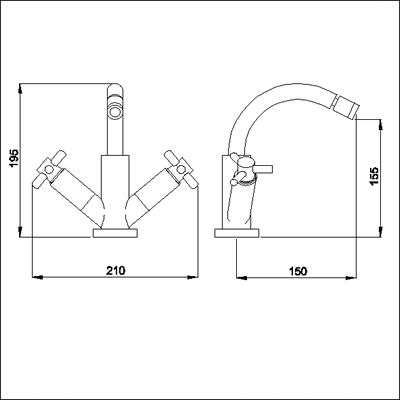 Additional image for Mono bidet mixer with pop up waste.