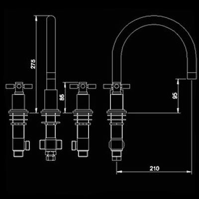 Additional image for Cross head 3 Faucet Hole Bath Filler