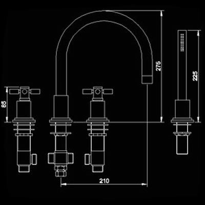 Additional image for Cross head 4 Faucet Hole Bath Shower Mixer