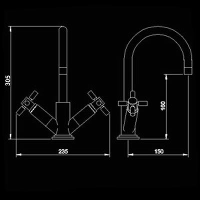 Additional image for Cross head Mono Basin Mixer + Pop up Waste