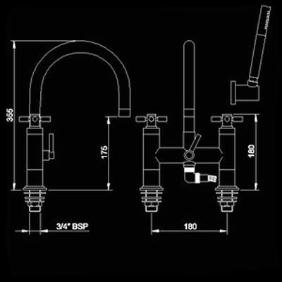 Additional image for Cross head Bath Shower Mixer with Swivel Spout