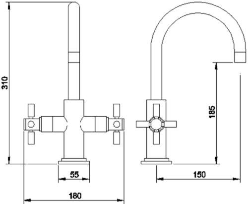 Additional image for Kitchen Faucet With Large Spout & Cross Handles.