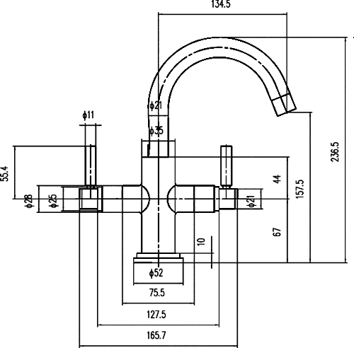 Additional image for Basin Faucet With Small Spout, Waste & Cross Handles.