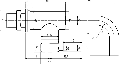 Additional image for 1 Faucet Hole Wall Mounted Basin Faucet.