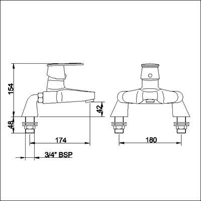 Additional image for Single lever deck mounted bath filler.